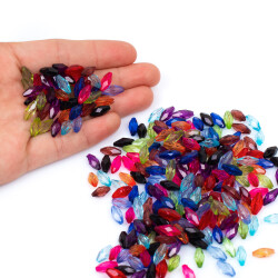 25 Gram - 5x12 mm Karışık Renkli Arpa Model Akrilik Plastik Boncuk, ( 25 gram - 160-165 Adet Arası ) - 4