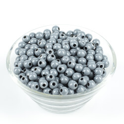 25 Gram - 6 mm, Gri Renkli, Yuvarlak Takı Ve Süs Boncuğu, 1.Kalite ( 25gr - 215-225 Adet Arası ) MR-02 - 2