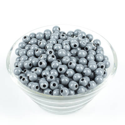 25 Gram - 6 mm, Gri Renkli, Yuvarlak Takı Ve Süs Boncuğu, 1.Kalite ( 25gr - 215-225 Adet Arası ) MR-02 - 2