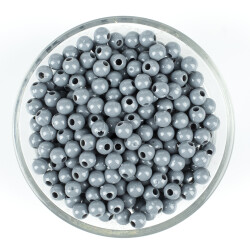 25 Gram - 6 mm, Gri Renkli, Yuvarlak Takı Ve Süs Boncuğu, 1.Kalite ( 25gr - 215-225 Adet Arası ) MR-02 - YF Hobi