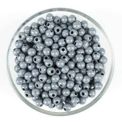 25 Gram - 6 mm, Gri Renkli, Yuvarlak Takı Ve Süs Boncuğu, 1.Kalite ( 25gr - 215-225 Adet Arası ) MR-02 - 1