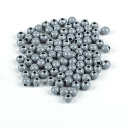 25 Gram - 6 mm, Gri Renkli, Yuvarlak Takı Ve Süs Boncuğu, 1.Kalite ( 25gr - 215-225 Adet Arası ) MR-02 - 3