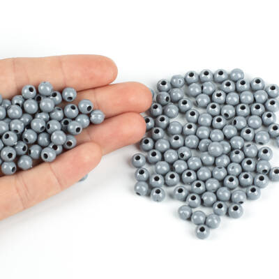 25 Gram - 6 mm, Gri Renkli, Yuvarlak Takı Ve Süs Boncuğu, 1.Kalite ( 25gr - 215-225 Adet Arası ) MR-02 - 4