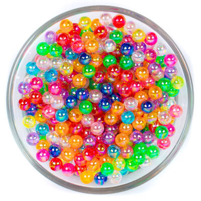 25 Gram - 6 mm Janjanlı Karışık Renkli Yuvarlak Plastik Boncuk, ( 25 gram - 240-250 Adet Arası ) - 1