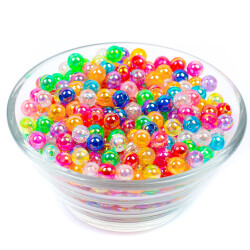 25 Gram - 6 mm Janjanlı Karışık Renkli Yuvarlak Plastik Boncuk, ( 25 gram - 240-250 Adet Arası ) - 2