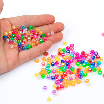 25 Gram - 6 mm Janjanlı Karışık Renkli Yuvarlak Plastik Boncuk, ( 25 gram - 240-250 Adet Arası ) - 4