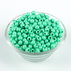 25 Gram - 6 mm, Turkuaz-Yeşil Renkli, Yuvarlak Takı Ve Süs Boncuğu, 1.Kalite ( 25gr - 215-225 Adet Arası ) MR-13 - YF Hobi