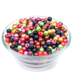 25 Gram - 6 mm Mat Pastel Karışık Renkli Yuvarlak Plastik Boncuk, ( 25 gram - 240-250 Adet Arası ) - 2