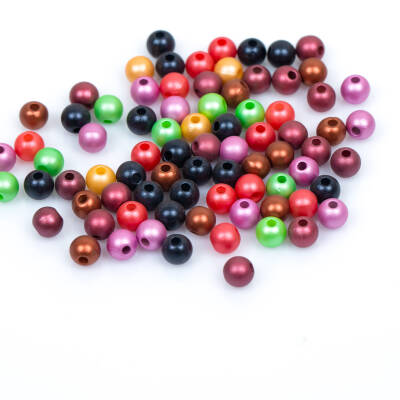 25 Gram - 6 mm Mat Pastel Karışık Renkli Yuvarlak Plastik Boncuk, ( 25 gram - 240-250 Adet Arası ) - 3
