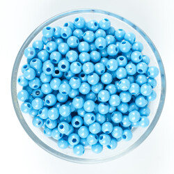 25 Gram - 6 mm, Açık Mavi Renkli, Yuvarlak Takı Ve Süs Boncuğu, 1.Kalite ( 25gr - 215-225 Adet Arası ) MR-04 - YF Hobi