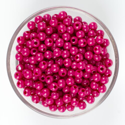 25 Gram - 6 mm, Fuşya Renkli, Yuvarlak Takı Ve Süs Boncuğu, 1.Kalite ( 25gr - 215-225 Adet Arası ) MR-06 - YF Hobi