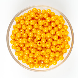 25 Gram - 6 mm, Koyu Sarı Renkli, Yuvarlak Takı Ve Süs Boncuğu, 1.Kalite ( 25gr - 215-225 Adet Arası ) MR-08 - YF Hobi