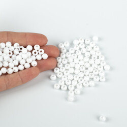 25 Gram - 6 mm, Beyaz Renkli, Yuvarlak Takı Ve Süs Boncuğu, 1.Kalite ( 25gr - 215-225 Adet Arası ) MR-10 - YF Hobi