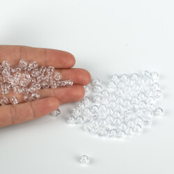 25 Gram - 6 mm, Şeffaf Renkli, Yuvarlak Takı Ve Süs Boncuğu, 1.Kalite ( 25gr - 215-225 Adet Arası ) MR-01 - YF Hobi