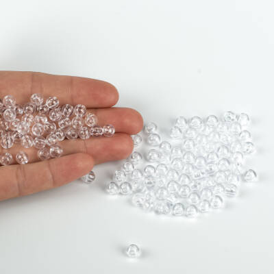 25 Gram - 6 mm, Şeffaf Renkli, Yuvarlak Takı Ve Süs Boncuğu, 1.Kalite ( 25gr - 215-225 Adet Arası ) MR-01 - 1