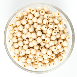 25 Gram - 6 mm, Kemik Renkli, Yuvarlak Takı Ve Süs Boncuğu, 1.Kalite ( 25gr - 215-225 Adet Arası ) MR-12 - YF Hobi