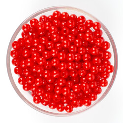 25 Gram - 6 mm, Kırmızı Renkli, Yuvarlak Takı Ve Süs Boncuğu, 1.Kalite ( 25gr - 215-225 Adet Arası ) MR-17 - YF Hobi