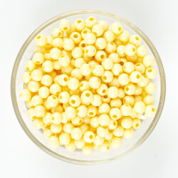 25 Gram - 6 mm, Krem Renkli, Yuvarlak Takı Ve Süs Boncuğu, 1.Kalite ( 25gr - 215-225 Adet Arası ) MR-18 - YF Hobi