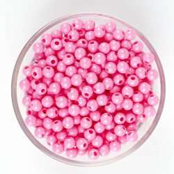 25 Gram - 6 mm, Pembe Renkli, Yuvarlak Takı Ve Süs Boncuğu, 1.Kalite ( 25gr - 215-225 Adet Arası ) MR-20 - YF Hobi