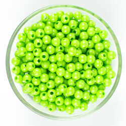 25 Gram - 6 mm, Fıstık Yeşil Renkli, Yuvarlak Takı Ve Süs Boncuğu, 1.Kalite ( 25gr - 215-225 Adet Arası ) MR-23 - YF Hobi