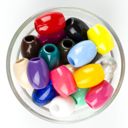 25 Gram - 20 mm, Karışık Renkli, Oval Takı Ve Süs Boncuğu, 1.kalite ( 25gr - 10-11 Adet Arası ) PKR-04 - YF Hobi