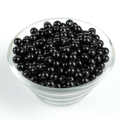 25 Gram - 6 mm, Siyah Renkli, Yuvarlak Takı Ve Süs Boncuğu, 1.Kalite ( 25gr - 215-225 Adet Arası ) MR-11 - 2