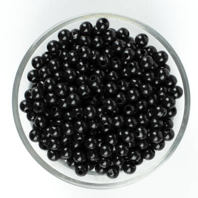 25 Gram - 6 mm, Siyah Renkli, Yuvarlak Takı Ve Süs Boncuğu, 1.Kalite ( 25gr - 215-225 Adet Arası ) MR-11 - 1