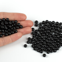 25 Gram - 6 mm, Siyah Renkli, Yuvarlak Takı Ve Süs Boncuğu, 1.Kalite ( 25gr - 215-225 Adet Arası ) MR-11 - 4
