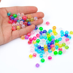 25 Gram - 8 mm Janjanlı Karışık Renkli Yuvarlak Plastik Boncuk, ( 25 gram - 90-95 Adet Arası ) - 4