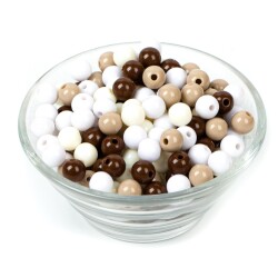 25 Gram - 8 mm Kahve Tonları, Yuvarlak Plastik Boncuk, ( 25 gram - 85-90 Adet Arası ) - 2