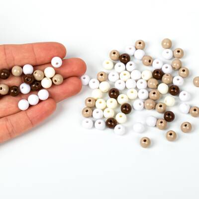 25 Gram - 8 mm Kahve Tonları, Yuvarlak Plastik Boncuk, ( 25 gram - 85-90 Adet Arası ) - 4