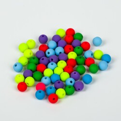 25 Gram - 8 mm Karışık Neon Renk Yuvarlak Plastik Boncuk, (25gr - 85-90 Adet Arası) - 3