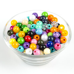 25 Gram - 8 mm, Karışık Renkli, Yuvarlak Takı Ve Süs Boncuğu, 1.kalite ( 25gr - 95-105 Adet Arası ) PKR-02 - 2