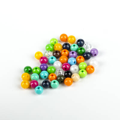 25 Gram - 8 mm, Karışık Renkli, Yuvarlak Takı Ve Süs Boncuğu, 1.kalite ( 25gr - 95-105 Adet Arası ) PKR-02 - 3