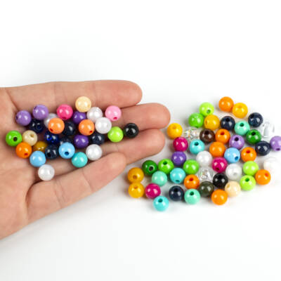 25 Gram - 8 mm, Karışık Renkli, Yuvarlak Takı Ve Süs Boncuğu, 1.kalite ( 25gr - 95-105 Adet Arası ) PKR-02 - 4