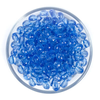 25 Gram - 8 mm Mavi Renk Akrilik Boncuk, Takı Boncuğu, Çanta Yapım Boncuğu (25 Gram - 90-92 Adet Arası) - 2