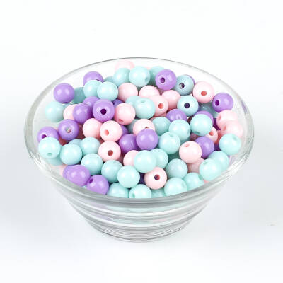 25 Gram - 8 mm Mor-Turkuaz-Pembe Tonları, Yuvarlak Plastik Boncuk, ( 25 gram - 85-90 Adet Arası ) - 2