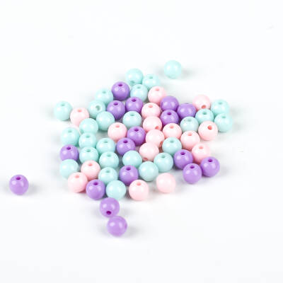 25 Gram - 8 mm Mor-Turkuaz-Pembe Tonları, Yuvarlak Plastik Boncuk, ( 25 gram - 85-90 Adet Arası ) - 3