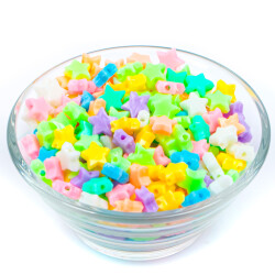 25 Gram - 8 mm Pastel Karışık Renkli Yıldız Plastik Boncuk, ( 25 gram - 155-160 Adet Arası ) - 2
