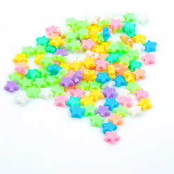 25 Gram - 8 mm Pastel Karışık Renkli Yıldız Plastik Boncuk, ( 25 gram - 155-160 Adet Arası ) - 3
