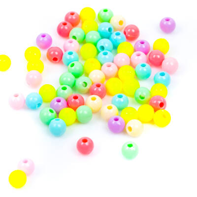 25 Gram - 8 mm Pastel Karışık Renkli Yuvarlak Plastik Boncuk, ( 25 gram - 90-95 Adet Arası ) - 3