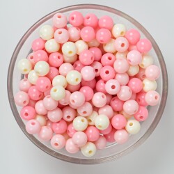 25 Gram - 8 mm Pembe Tonları, Yuvarlak Plastik Boncuk, ( 25 gram - 85-90 Adet Arası ) - 1