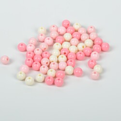 25 Gram - 8 mm Pembe Tonları, Yuvarlak Plastik Boncuk, ( 25 gram - 85-90 Adet Arası ) - 3