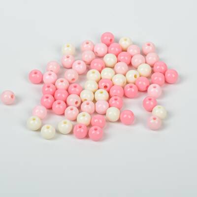 25 Gram - 8 mm Pembe Tonları, Yuvarlak Plastik Boncuk, ( 25 gram - 85-90 Adet Arası ) - 3