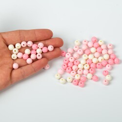 25 Gram - 8 mm Pembe Tonları, Yuvarlak Plastik Boncuk, ( 25 gram - 85-90 Adet Arası ) - 4