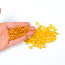 25 Gram - 8 mm Sarı Renk Akrilik Boncuk, Takı Boncuğu, Çanta Yapım Boncuğu (25 Gram - 90-92 Adet Arası) - 4