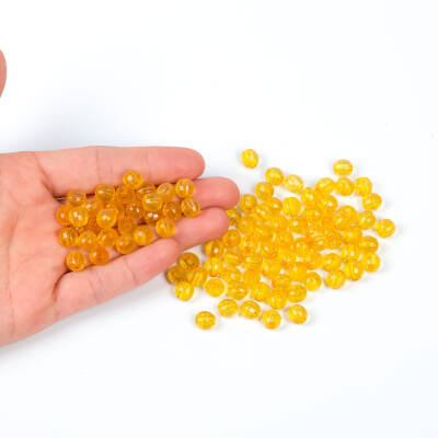 25 Gram - 8 mm Sarı Renk Akrilik Boncuk, Takı Boncuğu, Çanta Yapım Boncuğu (25 Gram - 90-92 Adet Arası) - 4