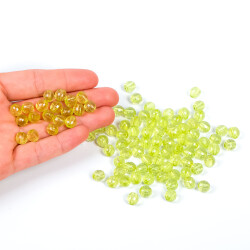 25 Gram - 8 mm Yeşil Renk Akrilik Boncuk, Takı Boncuğu, Çanta Yapım Boncuğu (25 Gram - 90-92 Adet Arası) - 4