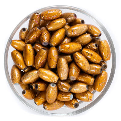 25 Gram - 8.5x16 mm Açık Kahve Renkli Oval Cam Boncuk, ( 25 gram - 16-17 Adet Arası ) - 1