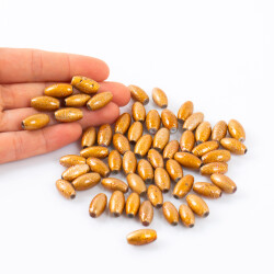 25 Gram - 8.5x16 mm Açık Kahve Renkli Oval Cam Boncuk, ( 25 gram - 16-17 Adet Arası ) - 4